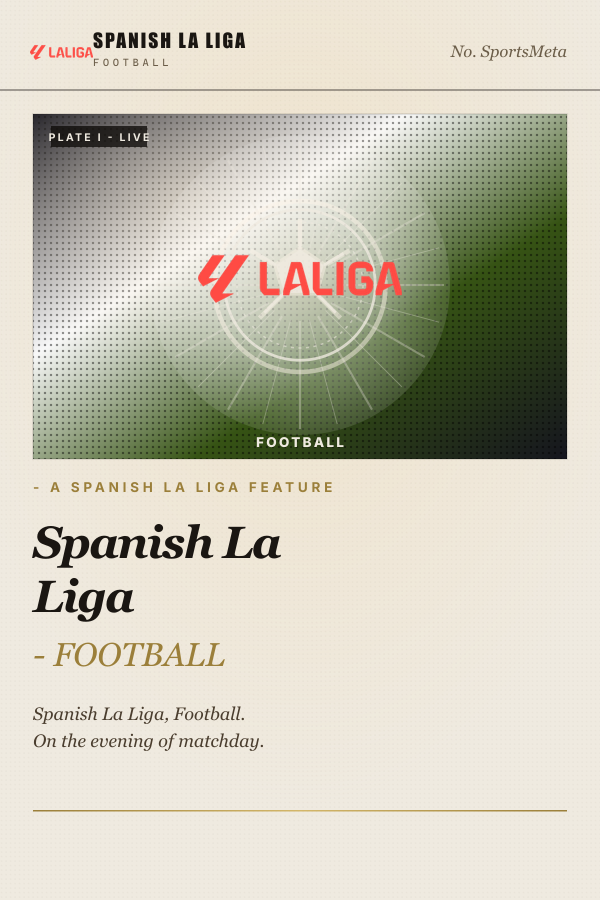 SportsMeta member Editorial poster sample showing magazine-style cover treatment for a Levante vs Sevilla Spanish La Liga fixture with real club crests