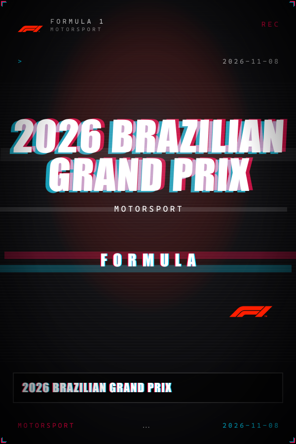 SportsMeta member Glitch poster sample showing high-energy distorted treatment for a Formula 1 Brazilian Grand Prix with real F1 mark